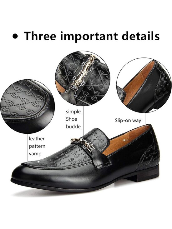 Meijiana Men\'s Black07 Microfiber Loafers Buckle PU Leather Weeding Dress Shoes main image 4